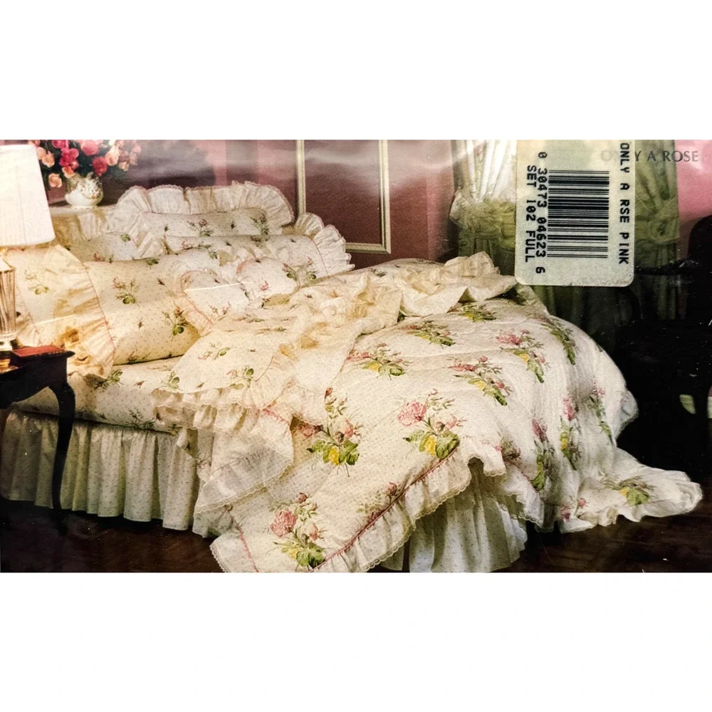 NEW Springmaid Only A Rose 4 pc Full Double Sheet Set Floral Lace Ruffle Sealed